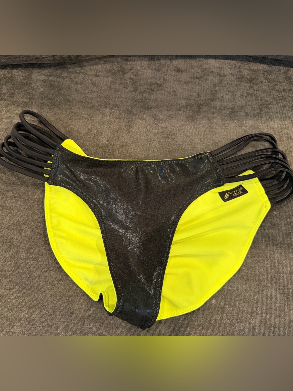 Savage Swim “Haven” Bikini Bottom - Neon and Metallic Black